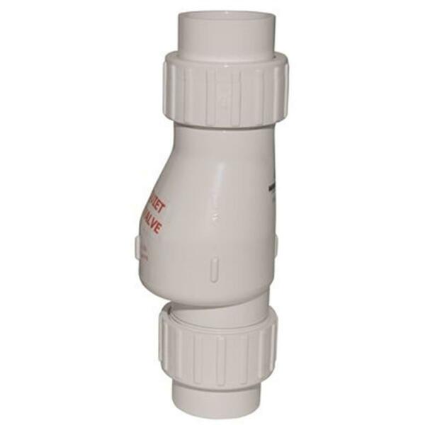 Zoeller Quiet Check Valve, 1.5 in., PVC, Union Solvent Weld - White 1029741